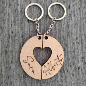 Llavero madera personalizado - Corazón mi mitad troquelado