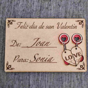 Llavero madera personalizado - San Valentín
